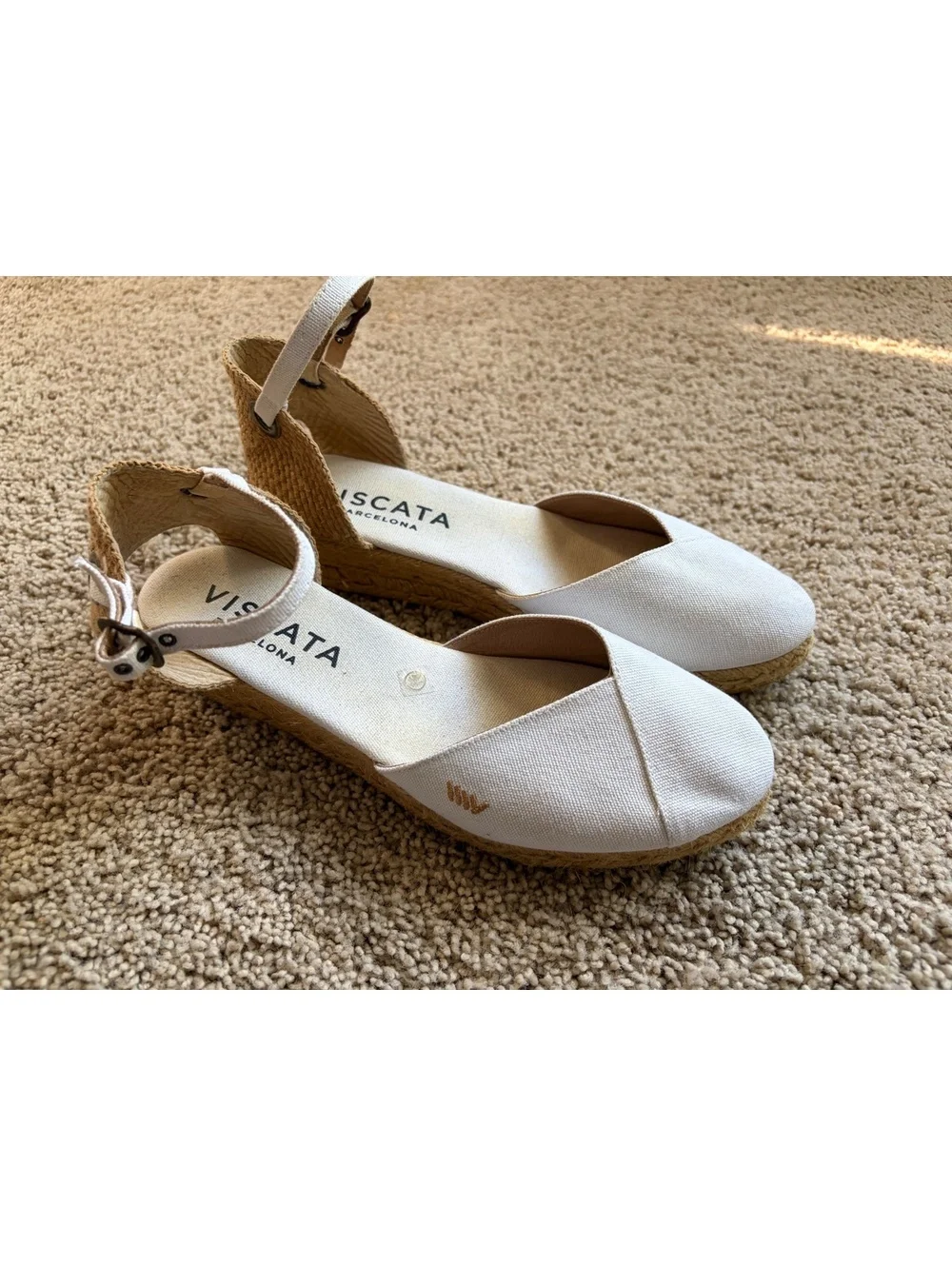 Viscata Barcelona white canvas Pubol espadrille wedges Size 8.5